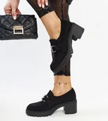 Półbuty damskie - Czarne półbuty ze skórzaną wkładką Vinceza - VINCEZA - miniaturka - grafika 1