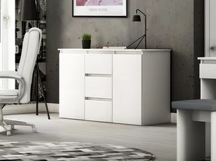 Komoda Megan K3 Z Szafkami I Szufladami 120 cm Biała - Komody - miniaturka - grafika 1