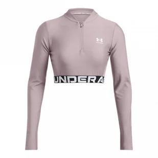 Damski longsleeve treningowy Under Armour Heatgear Rib 1/4 Zip Ls - beżowy - Koszulki i topy damskie - miniaturka - grafika 1