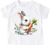 Koszulki dla dziewczynek - Koszulka z marchewką i królikiem marchewka - miniaturka - grafika 1