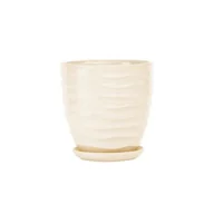 Donice - Doniczka ceramiczna z podstawką duna 28 x 25,5 cm krem połysk symbol 3013 - miniaturka - grafika 1