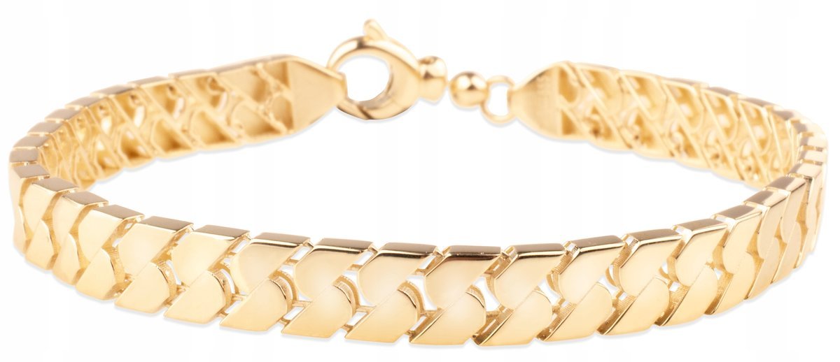 BOGATA DAMSKA ZŁOTA BRANSOLETKA Z WYSOKIM POŁYSKIEM RICCIO14KT 585