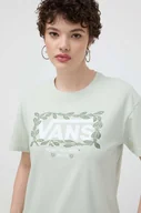 Koszulki sportowe damskie - Vans t-shirt bawełniany damski kolor zielony - miniaturka - grafika 1