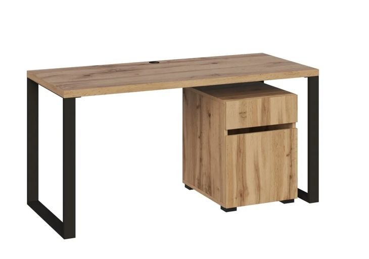 Biurko Loft Z Kontenerkiem 120 Cm Gruby Blat 36 Mm Metalowe Nogi Kolory