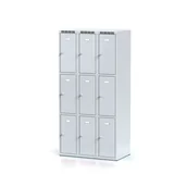 Szafki BHP - Alfa 3 Szafka ubraniowa 9-drzwiowa, drzwi szare, zamek cylindryczny 1261824 - miniaturka - grafika 1