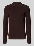 Swetry męskie - Sweter z dzianiny z kołnierzem z połami - miniaturka - grafika 1