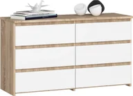Komody - Fabryka Mebli Akord Komoda do salonu CL 100 cm 6 szuflad klasyczna - dąb sonoma biała - miniaturka - grafika 1