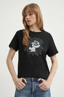 Koszulki sportowe damskie - Vans t-shirt bawełniany damski kolor czarny - miniaturka - grafika 1