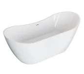 Wanny - Polimat Wanna wolnostojąca Abi 180x80 cm owalna biały mat syfon i przelew chrom 00645 - miniaturka - grafika 1
