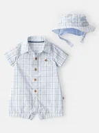 Pajacyki dla niemowląt - carter's 2-częściowy zestaw w kolorze biało-błękitnym - miniaturka - grafika 1