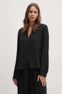 Bluzki damskie - Tommy Hilfiger bluzka damska kolor czarny gładka WW0WW43364 - miniaturka - grafika 1