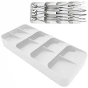 Pojemniki kuchenne - Organizer wkład do szuflady pojemnik koszyk na sztućce widelce noże łyżki łyżeczki biały kod: O-229011-B - miniaturka - grafika 1