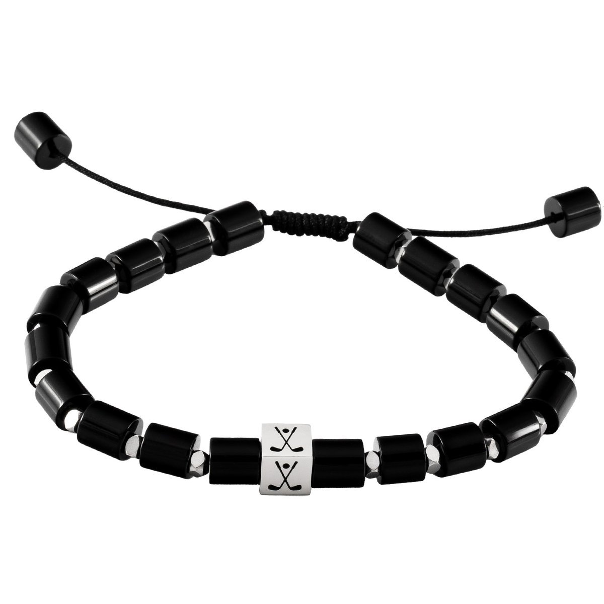 Bransoleta męska z czarnym agatem dla golfisty B-32