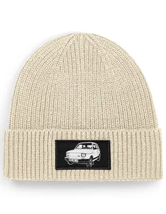 Czapka zimowa beanie auto samochód "Maluch Fiat126p" Jasny beż - Czapki damskie - miniaturka - grafika 1