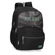 Plecaki szkolne i tornistry - Pepe Jeans Davis plecak szkolny, podwójna kieszeń, regulowany, czarny, 32 x 45 x 16 cm, poliester, 21,6 l - miniaturka - grafika 1