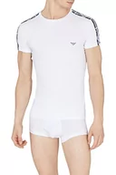 Koszulki męskie - Emporio Armani Underwear Męski t-shirt z monogramem, z logo, biały, L, biały, L - miniaturka - grafika 1