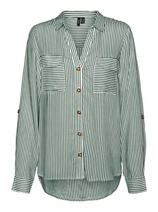 VERO MODA Vmbumpy L/S koszulka damska New WVN Noos koszulka z długim rękawem, Laurel Wreath/Stripes:snow White, S - Koszulki i topy damskie - miniaturka - grafika 1