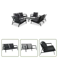 Meble ogrodowe - The Living Store 5-cz. zestaw mebli do ogrodu - poduszki - aluminium - ciemnoszary - Sofa Ogrodowa - miniaturka - grafika 1