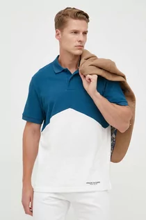 Koszulki męskie - Armani Exchange polo bawełniane kolor niebieski wzorzysty - grafika 1