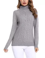 Swetry damskie - Irevial Damski sweter, elegancki sweter z golfem, sweter z dzianiny, długi rękaw, topy z dzianiny na jesień i zimę, A-szare plamy, M - miniaturka - grafika 1