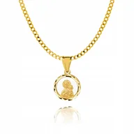 Biżuteria dla dzieci - Złoty łańcuszek srebro pozłacane medalik Matka Boska 50 cm DEDYKACJA P4M25 - miniaturka - grafika 1