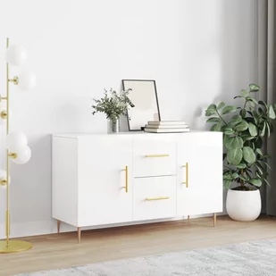 vidaXL Komoda, biała z połyskiem, 100x36x60 cm materiał drewnopochodny - Komody - miniaturka - grafika 1