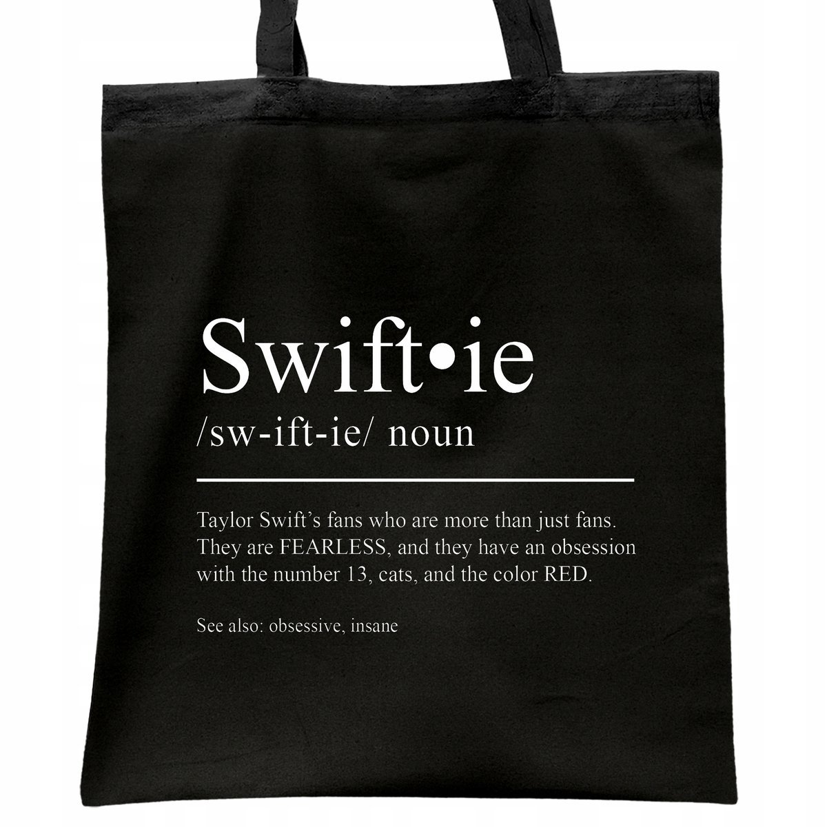 Torba bawełniana czarna na zakupy Taylor Swift Dla Fanów Prezent