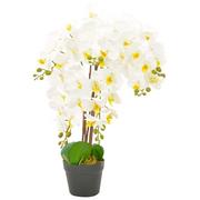 Sztuczne kwiaty - vidaXL Sztuczny storczyk z doniczką, biały, 60 cm - miniaturka - grafika 1
