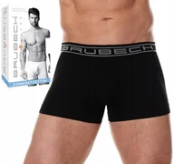 Majtki męskie - BRUBECK BX1005M bokserki męskie bezszwowe DOPASOWANE SZORTY czarny - M - miniaturka - grafika 1