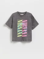 Koszulki dla dziewczynek - Reserved - T-shirt Nirvana - ciemnoszary - miniaturka - grafika 1