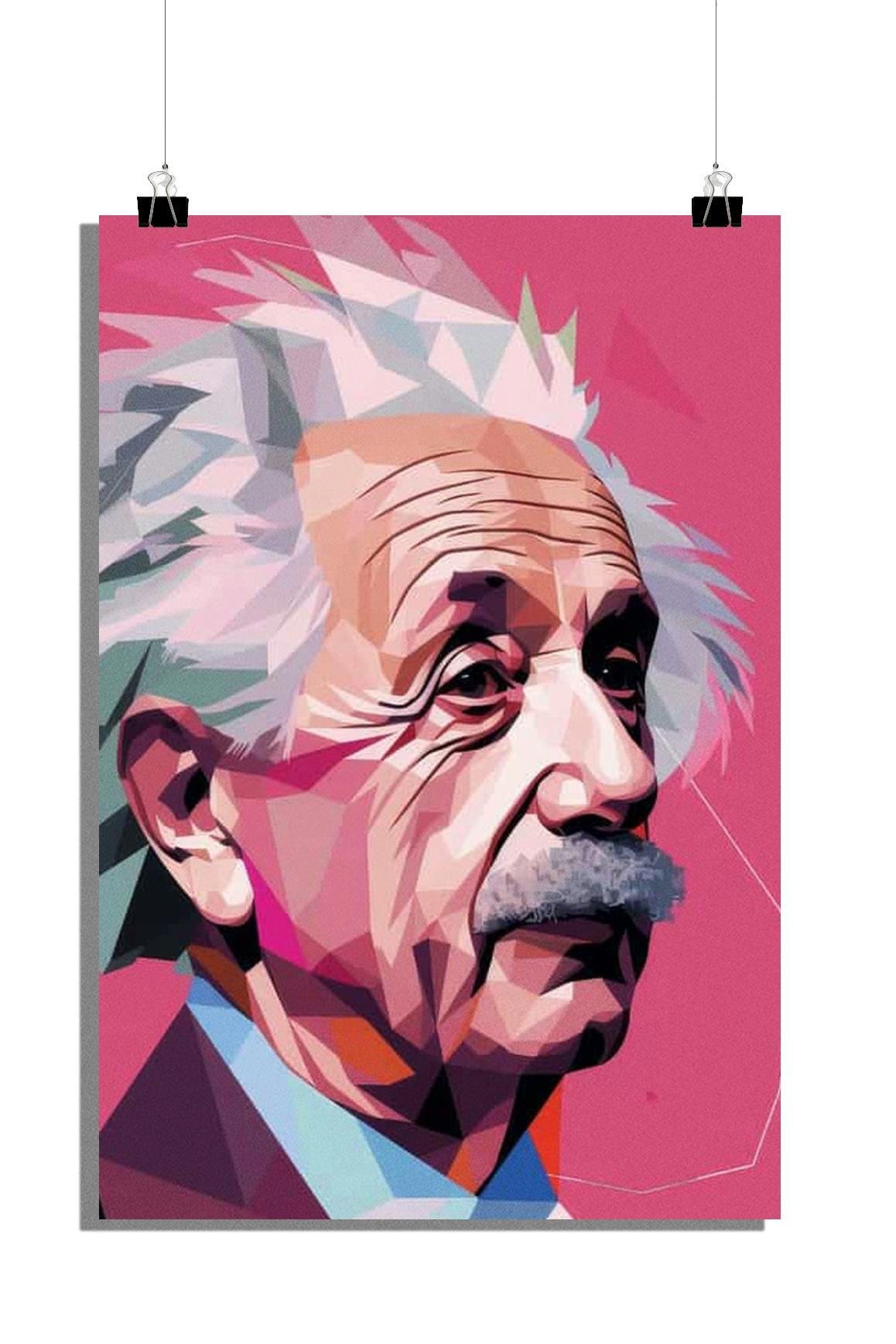 Plakat Albert Einstein - Plakat Naukowiec - Plakat Słynny Fizyk - Plakat Pop Art - Plakat Portret - 51x71cm - Idealny do oprawienia w ramę