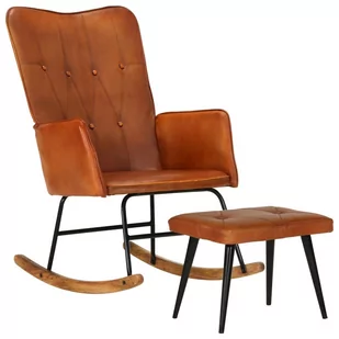 Fotel bujany z podnóżkiem, jasnobrązowy, skóra naturalna Lumarko - Fotele - miniaturka - grafika 1