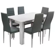 Stoły z krzesłami - Zestaw Stół Modern 120 Biały I 6 Szarych Krzeseł Nicea - miniaturka - grafika 1