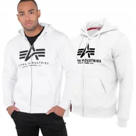 Bluzy męskie - Bluza rozpinana z kapturem Alpha Industries Basic 178325 09 Biała M - miniaturka - grafika 1