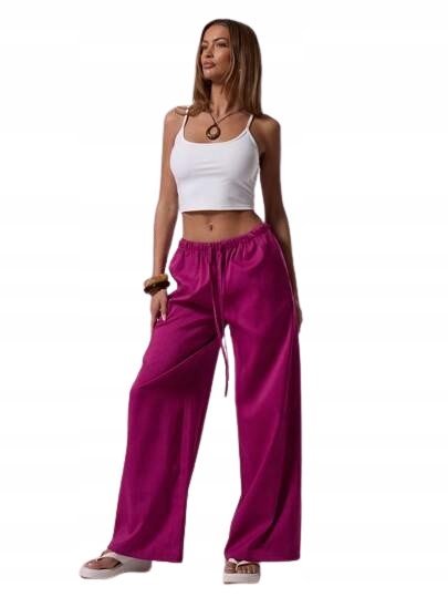 SHEIN RÓŻOWE DAMSKIE SPODNIE PALAZZO Z WIĄZANIEM CASUAL XS 1HB