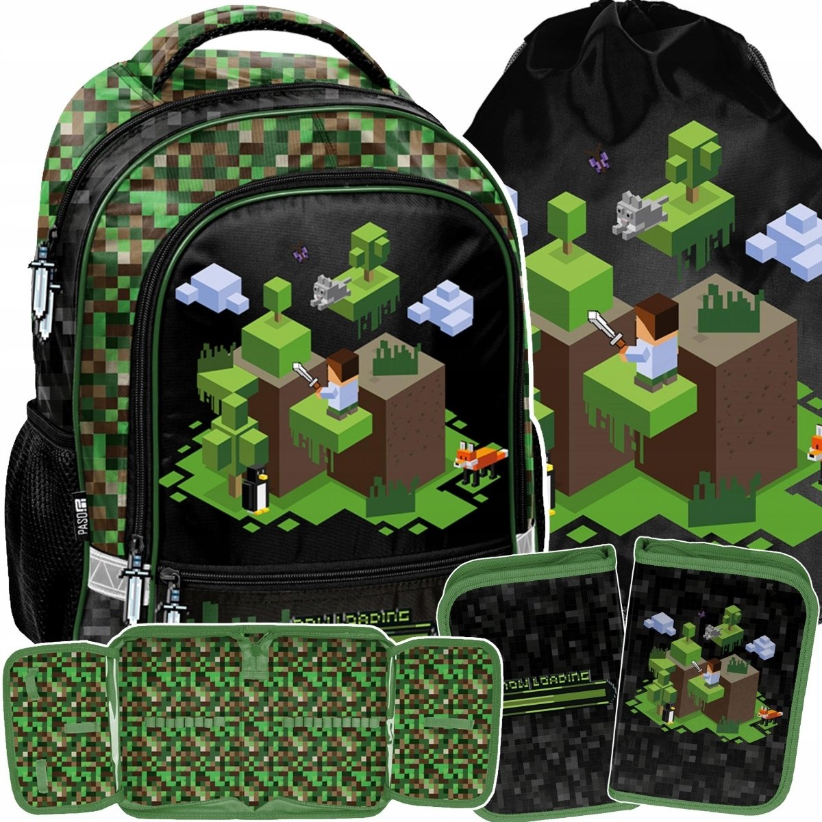 Plecak Minecraft Szkolny Zestaw 3 ele. Gaming Gry Do 1 Klasy Dla Chłopaków