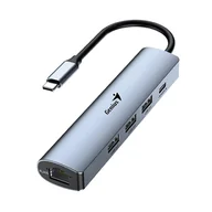 Huby USB - USB (3.0) hub 4-port, UH-545, szary, Genius, 3x USB 3.0, 1x RJ45 - miniaturka - grafika 1