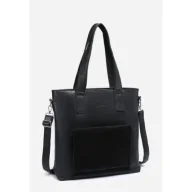 Torebki damskie - Duża Pojemna Torebka Damska Czarna Shopper A4 LUIGISANTO Z Zamszem - miniaturka - grafika 1