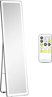 Lustro stojące HOMCOM 2 w 1, pełnowymiarowe lustro z oświetleniem LED, wolnostojące lustro ubraniowe, lustro ścienne, lustro do makijażu do sypialni, salonu, srebrne + czarne, 40 x 37 x 157,5 cm - Lustra - miniaturka - grafika 1