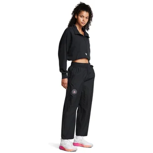 Damskie spodnie treningowe Under Armour Project Rock W Wvn Pant Boh - czarne - UNDER ARMOUR - Spodnie sportowe damskie - miniaturka - grafika 1