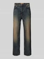 Spodnie męskie - Jeansy o kroju baggy z efektem vintage, kolorem i detalem z logo - miniaturka - grafika 1