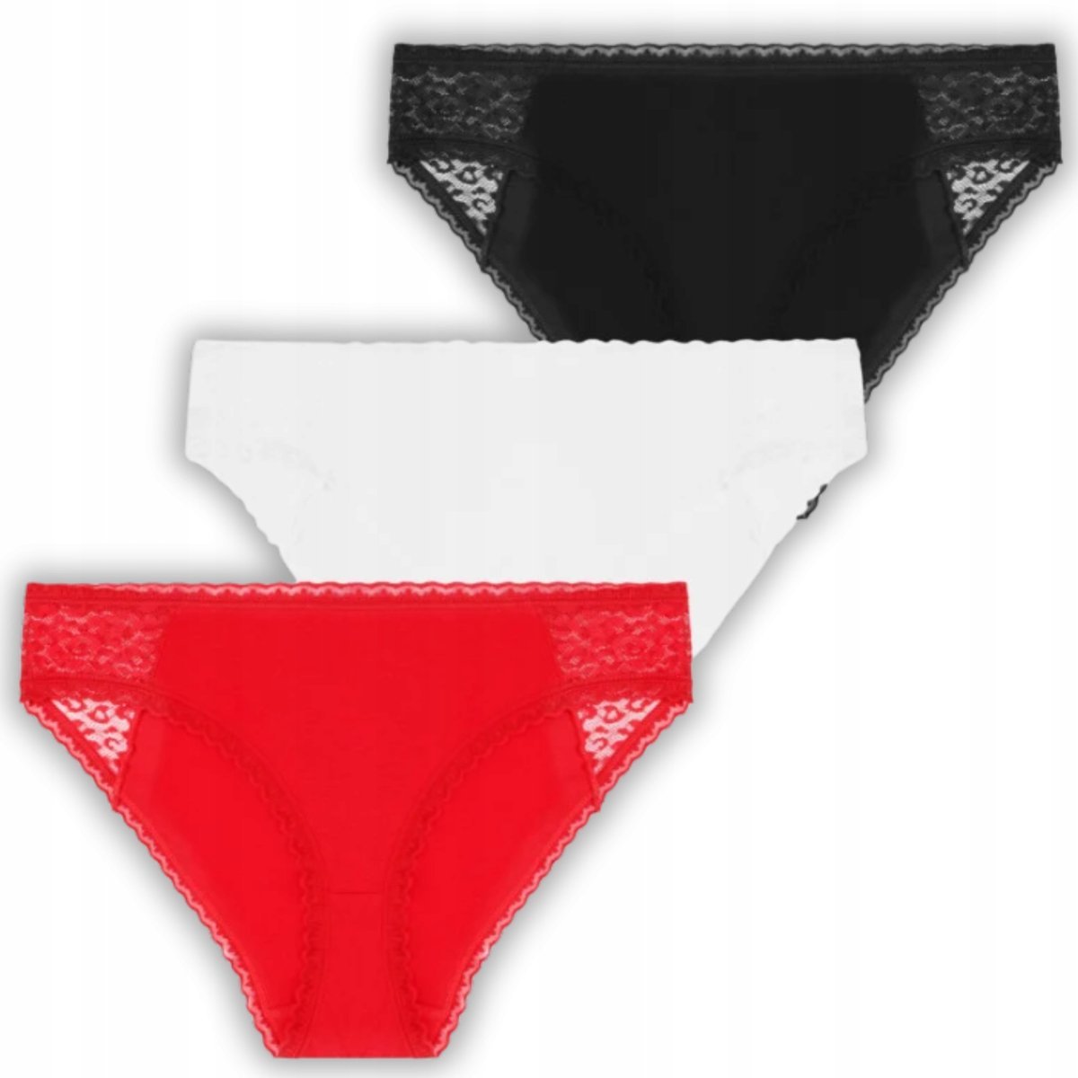 3X Zestaw Figi Majtki Damskie Bikini Delikatna Koronka Kobiece Moraj Xxl