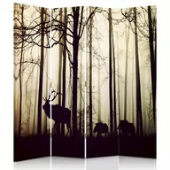Parawany - Parawan dwustronny obrotowy FEEBY, Jeleń w Lesie Mgła brązowy 145x170 - miniaturka - grafika 1