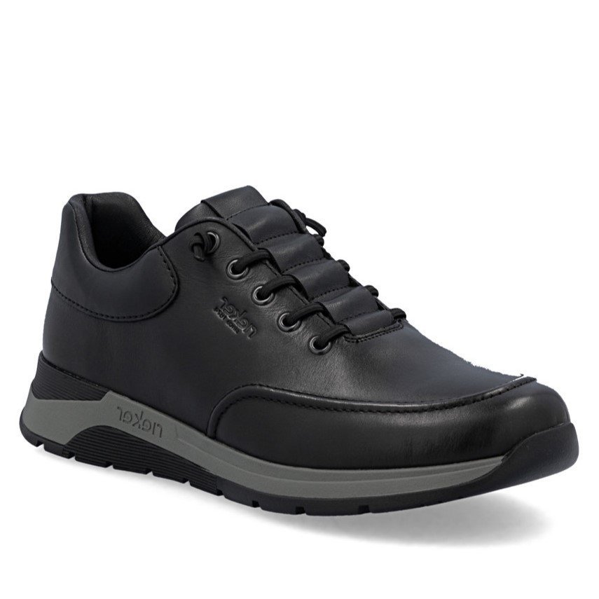 Półbuty męskie czarne Rieker 39658-00 skórzane szerokie wygodne wsuwane-42