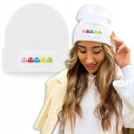 Czapki damskie - Zimowa Wygodna Czapka Biała PACMAN Modne Wzory - miniaturka - grafika 1