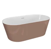 Wanny - Polimat Wanna wolnostojąca Uzo 160x80 cm owalna mokka syfon i przelew chrom 00643 - miniaturka - grafika 1