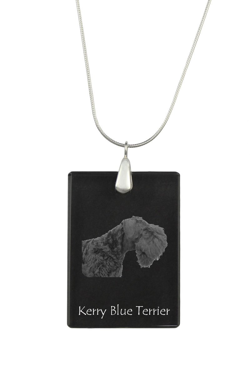 Kerry Blue Terrier, Irish Blue Terrier - kryształowa zawieszka z psem, srebrny naszyjnik ze zdjęciem, personalizowany wisiorek marki Art-Dog
