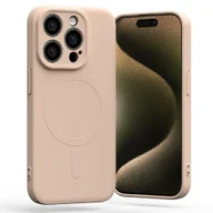 Etui i futerały do telefonów - Mercury MagSafe Semi-Silicone iPhone 15 Pro 6,1" różowo-piaskowy /pink sand - miniaturka - grafika 1