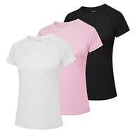 Koszulki i topy damskie - MEETWEE Damska koszulka surfingowa Rash Guard UV do pływania, tankini UPF 50+, krótki rękaw, moda kąpielowa, koszulka kąpielowa, Czarny+fioletowy+biały, S - miniaturka - grafika 1