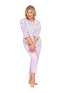 Piżamy damskie - PIŻAMA DAMSKA L RĘKAW 7/8 ROZPINANA Z KIESZENIAMI FIOLETOWA BAWEŁNIANA - miniaturka - grafika 1